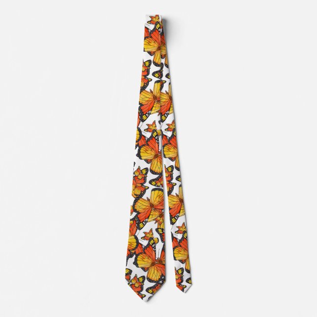 Watercolor Monarch Butterflies 5 Neck Tie (Front)