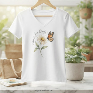 Watercolor Monarch Butterfly and Daisy T-Shirt