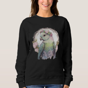 Watercolor Monk Flower Crown Parakeet Quaker Parro Sweatshirt