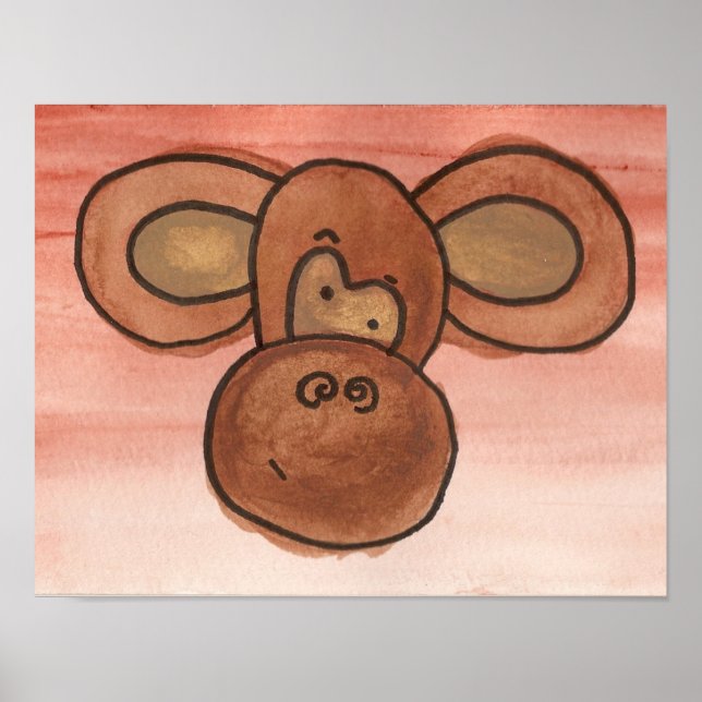 Watercolor Monkey Poster (Front)