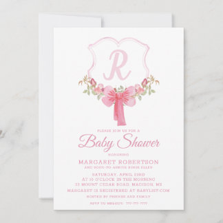 Watercolor Monogram Baby Shower Invitation