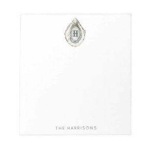 Watercolor Monogram Coastal Oyster Notepad