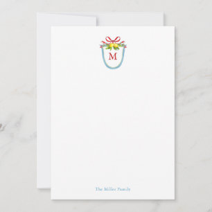 Watercolor Monogram crest with lemons Note Card