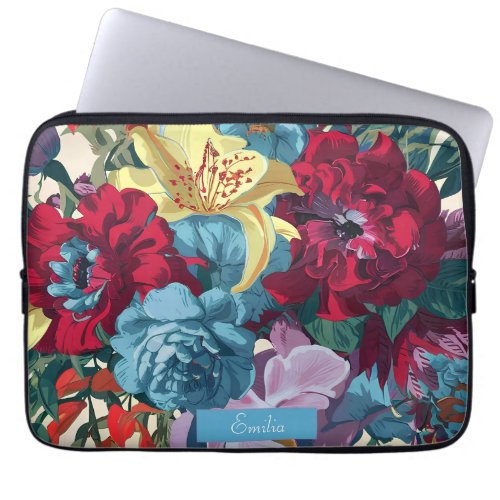 Watercolor Monogram Floral Delight Laptop Sleeve