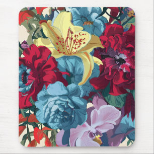 Watercolor Monogram Floral Delight Mouse Pad