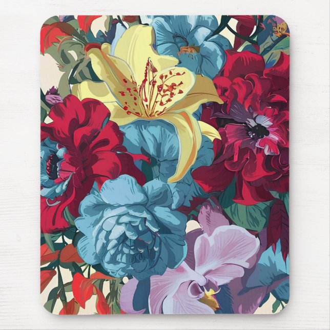 Watercolor Monogram Floral Delight Mouse Pad (Front)
