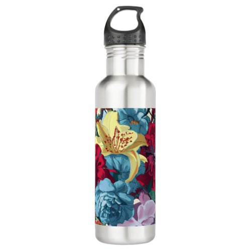 Watercolor Monogram Floral Delight Stainless Steel Water Bottle