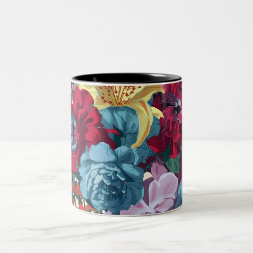 Watercolor Monogram Floral Delight Two_Tone Coffee Mug