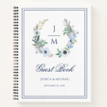 Watercolor Monogram Floral Wedding Guest Book at Zazzle