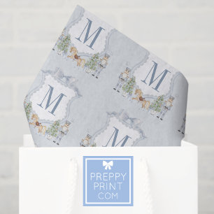 Watercolor Monogram Initial Nutcracker Crest Gift Tissue Paper