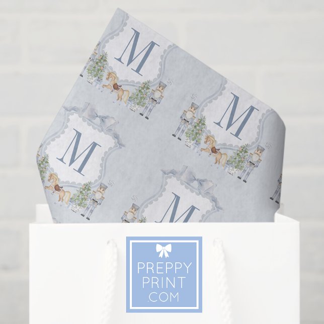 Watercolor Monogram Initial Nutcracker Crest Gift Tissue Paper (Creator Uploaded)