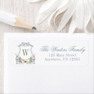 Watercolor Monogram Initial Nutcracker Crest Label