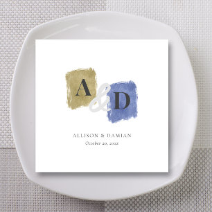 Watercolor Monogram Initials Wedding Napkins
