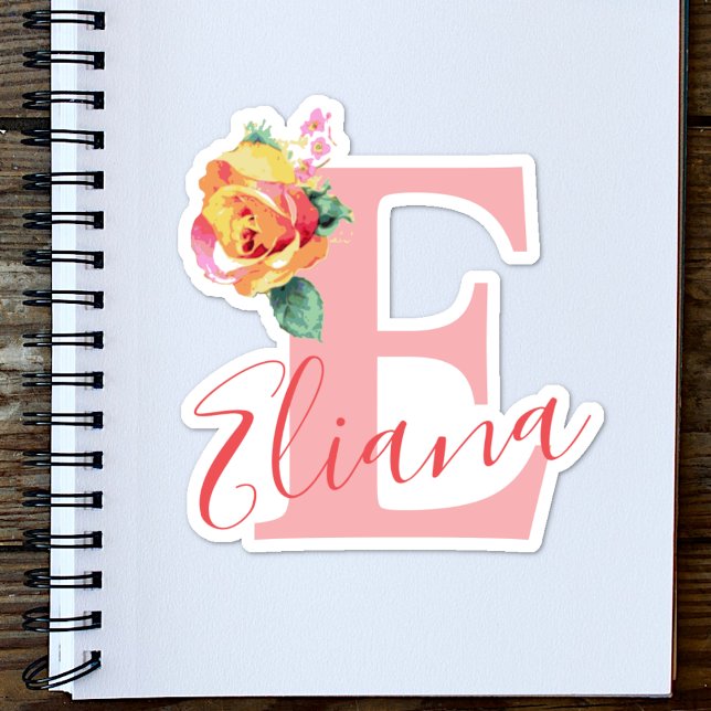 Watercolor Monogram Letter Initial Monogrammed Sticker (Creator Uploaded)