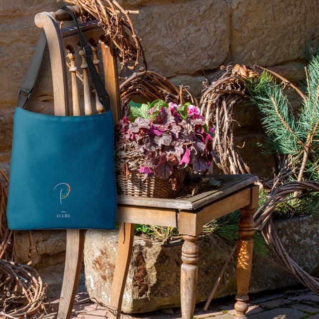  Watercolor monogram letter P nurse dark blue Crossbody Bag (Creator Uploaded)