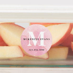 Watercolor Monogram Pink Waterproof Labels