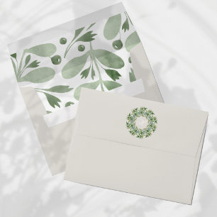 Watercolor Monogram Script Photo Flat Holiday Envelope