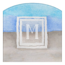 Watercolor Monogram Sea & Sand Blue and Tan