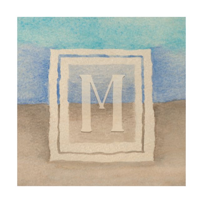 Watercolor Monogram Sea & Sand Blue and Tan