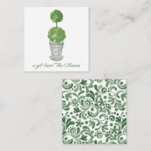 Watercolor Monogrammed Topiary Gift Enclosure