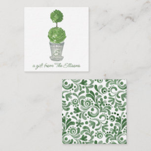 Watercolor Monogrammed Topiary Gift Enclosure Note Card