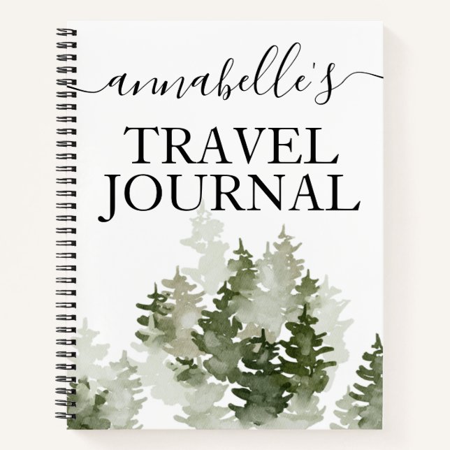 Watercolor Monogrammed Travel Journal Notebook (Front)