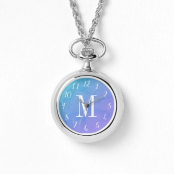 Watercolor Monogrammed Watch by Whimzy_Designs at Zazzle