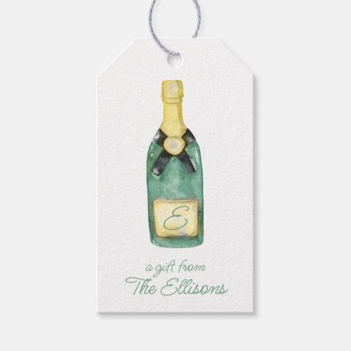 Watercolor Monogrammed Wine Gift Tags