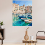 Watercolor Monopoli in Italia Puglia Coast Poster