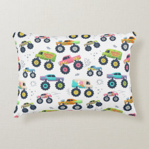 Watercolor Monster Car Trucks kids Accent Pillow