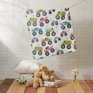 Watercolor Monster Car Trucks kids Baby Blanket