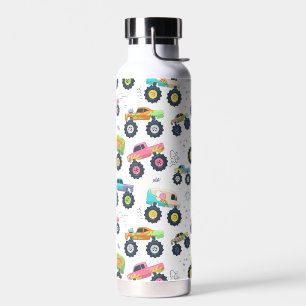Watercolor Monster Car Trucks kids Water Bottle