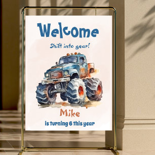 Watercolor Monster Truck boy Birthday  Foam Board