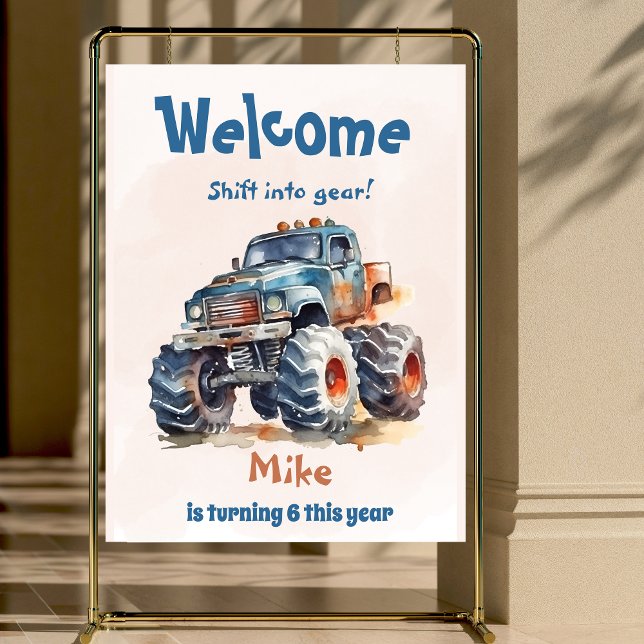 Watercolor Monster Truck boy Birthday  Foam Board (Creator Uploaded)