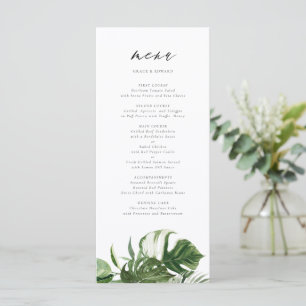 Watercolor Monstera Botanical Tropical Wedding Menu