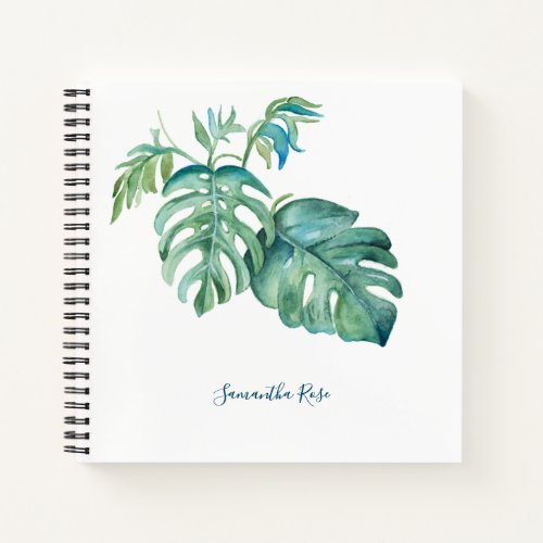 Watercolor Monstera Greenery Personalized Journal