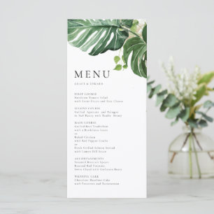 Watercolor Monstera Greenery Tropical Wedding Menu