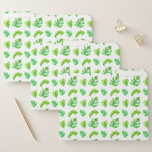 Watercolor Monstera Leaves Patterns File Folder