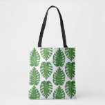 Watercolor Monstera Leaves Tote Bag