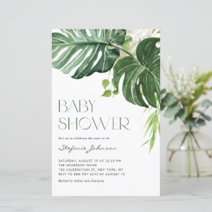 Watercolor Monstera Summer Baby Shower Invitation