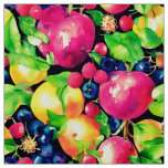 Watercolor Montage of Colorful Fruits Fabric