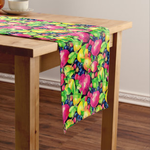 Watercolor Montage of Colorful Fruits Medium Table Runner