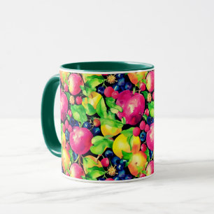 Watercolor Montage of Colorful Fruits Mug