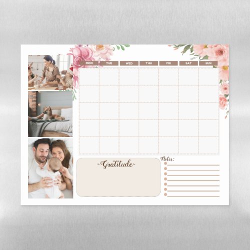 Watercolor Monthly Weekly Planner Calendar Photo  Magnetic Dry Erase Sheet