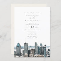 Watercolor Montreal Canada City Skyline Wedding