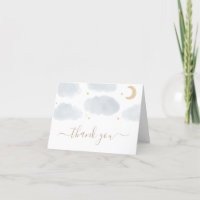 Watercolor Moon and Stars Baby Shower Thank You Card
