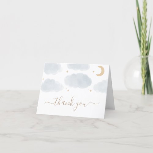 Watercolor Moon and Stars Baby Shower Thank You Card