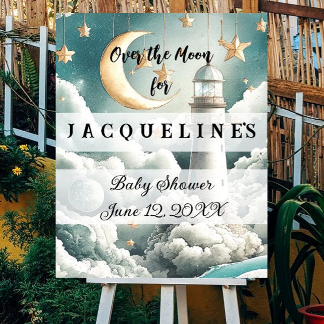 Watercolor Moon & Clouds Baby Shower Welcome Sign (Creator Uploaded)