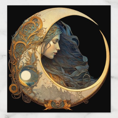 Watercolor Moon Goddess Envelope Liner