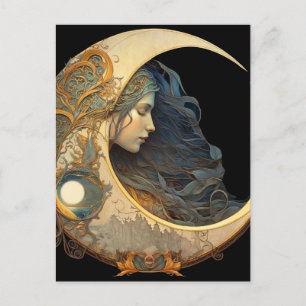 Watercolor Moon Goddess Holiday Postcard